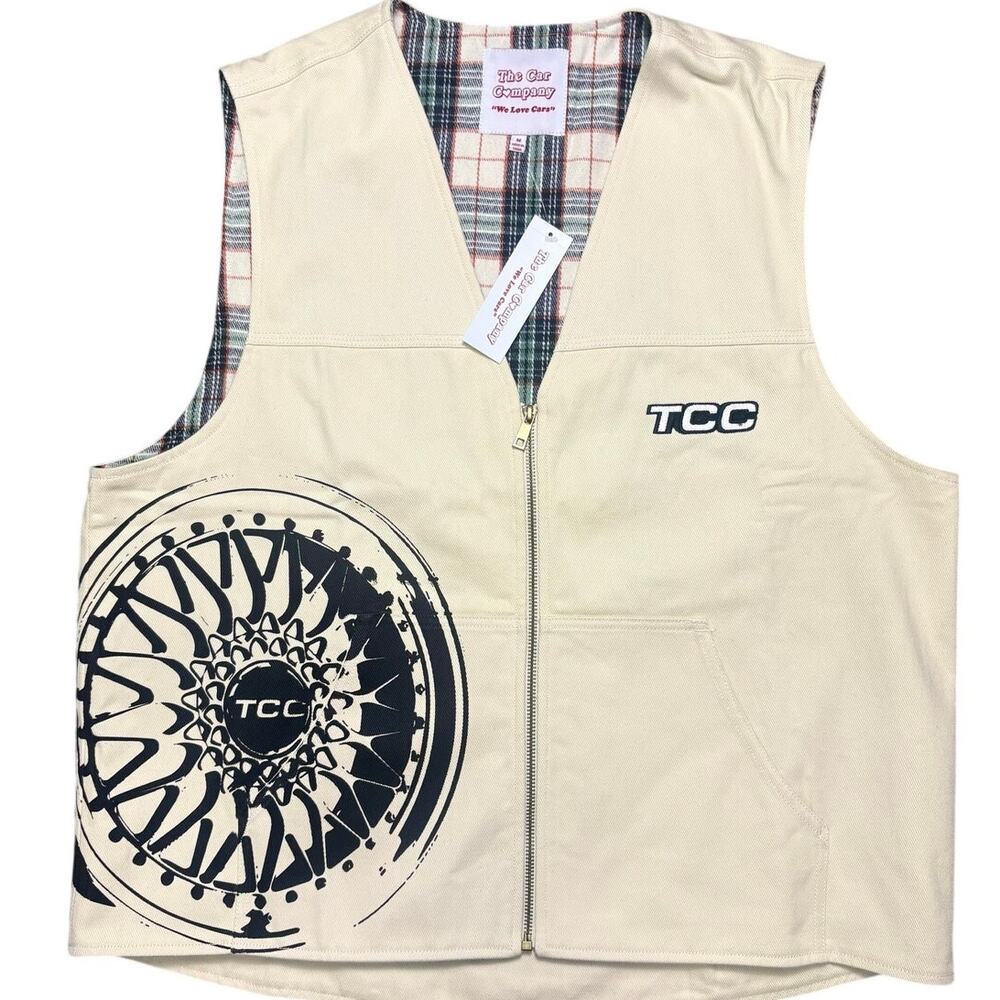 NEW Men's Medium 100% Cotton Zip-Up Vest by The Car Company